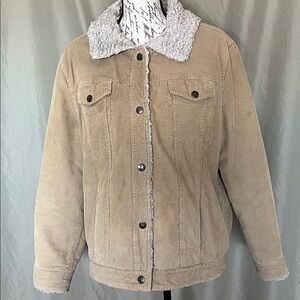 Dollhouse 1X corduroy and Sherpa tan trucker jacket
